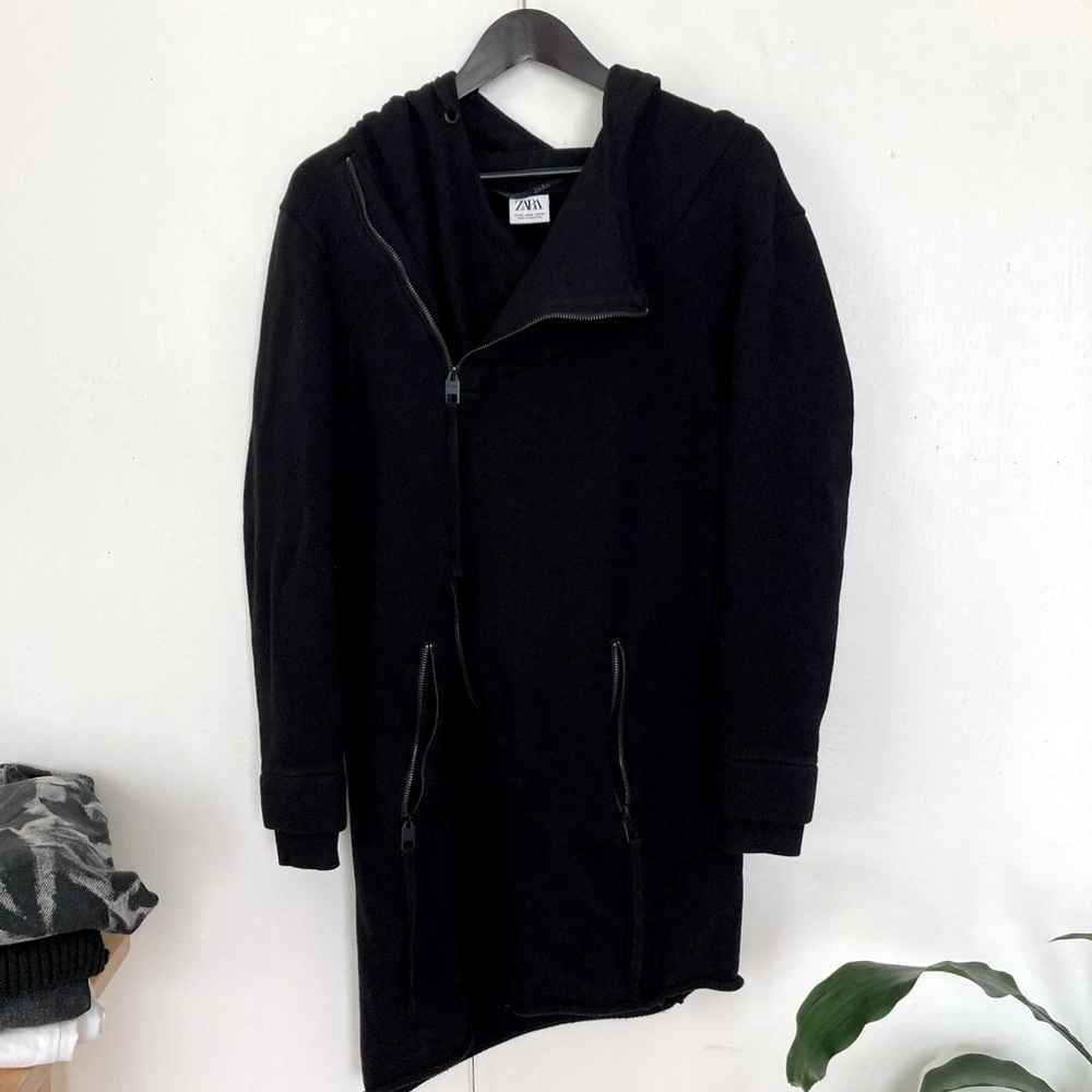 Zara Asymmetrical BLACK coat Medium
